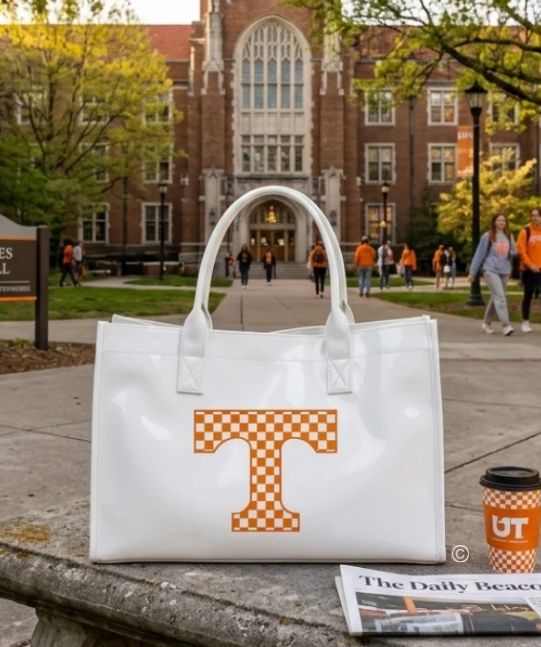 Vols Checkered Power T Vinyl Tote Bag