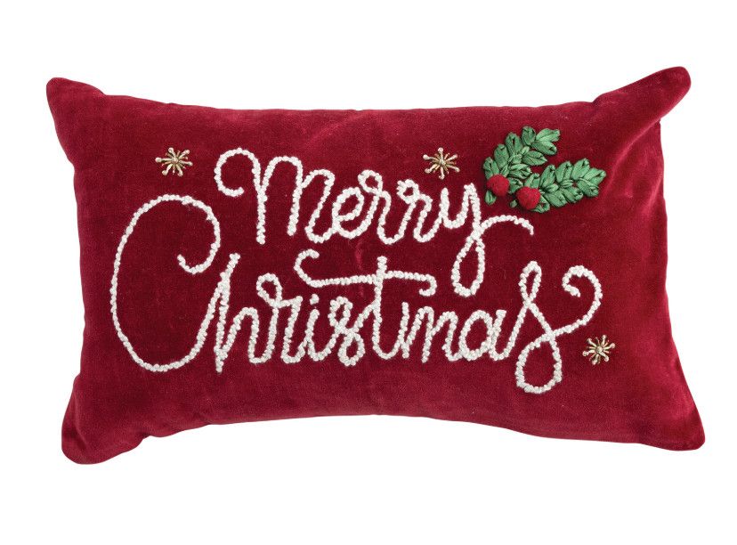 Velvet Lumbar Merry Christmas Pillow