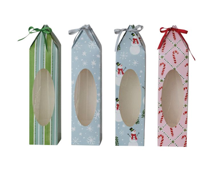 Wine Gift Box with Window | Green/Blue Stripe