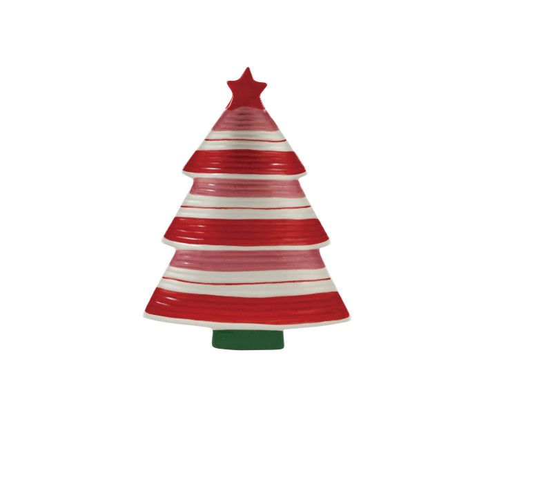 Hand-Painted Striped Tree Shaped Plate