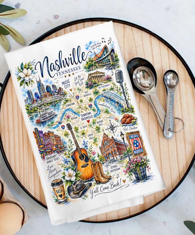 Nashville Tennessee Souvenir Tea Towel