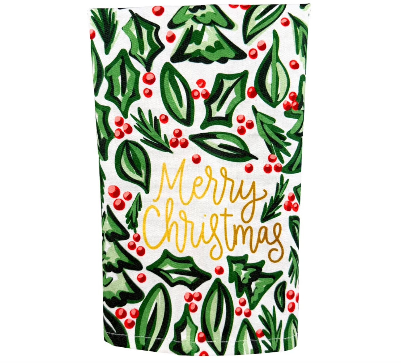Merry Christmas Holly Tea Towel