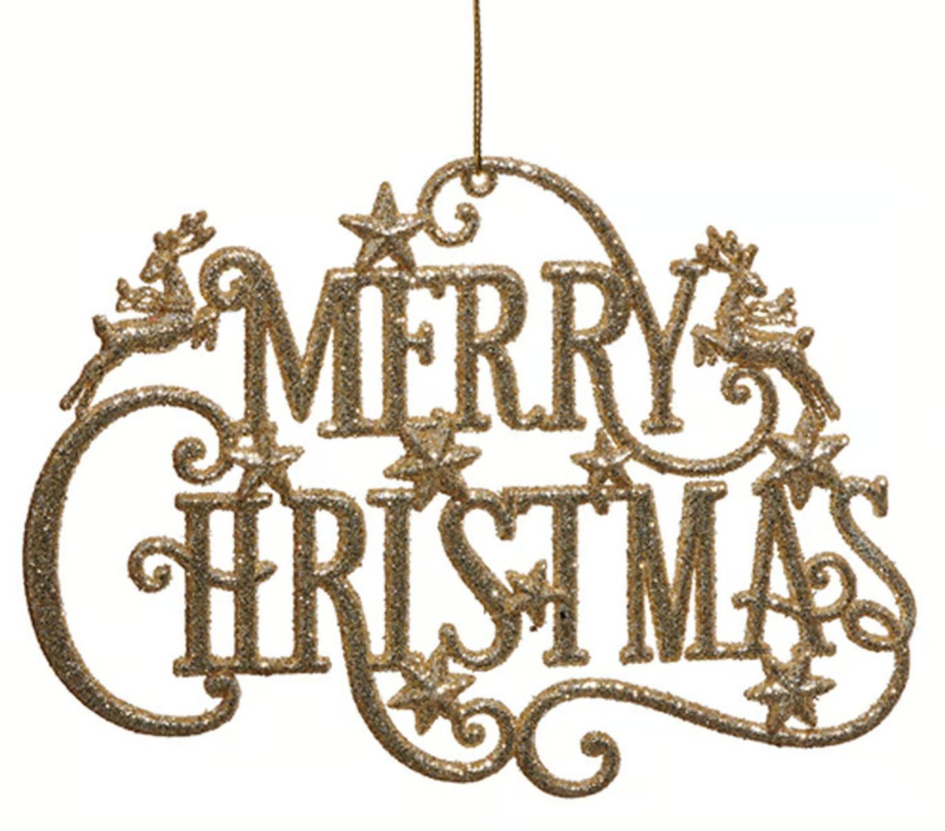 Merry Christmas Glitter Gold Ornament
