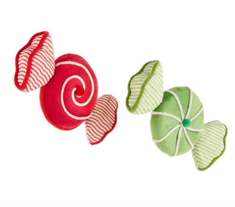 Small Velvet and Seersucker Candy Ornament | Green