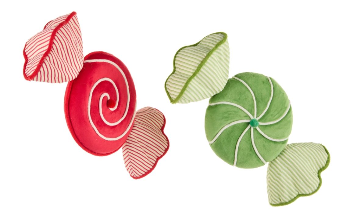 Large Velvet and Seersucker Candy Ornament | Green