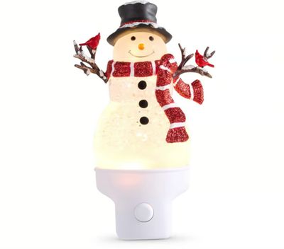 Swirling Glitter Snowman Night Light