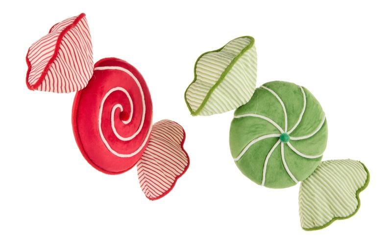 Large Velvet and Seersucker Candy Ornament | Red