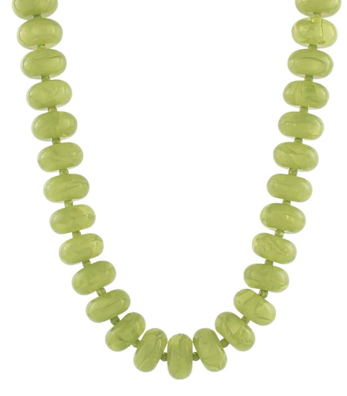 The Charlie Flat Ball Beaded Necklace - Charteuse