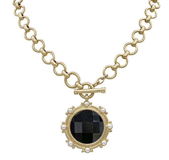 The Mary Round Faceted Stone Necklace