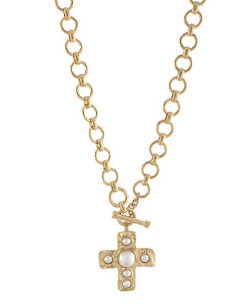 The Bitzy Byzantine Cross &amp; Pearl Necklace