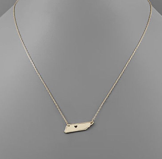 The Tennessee Love State Map Necklace