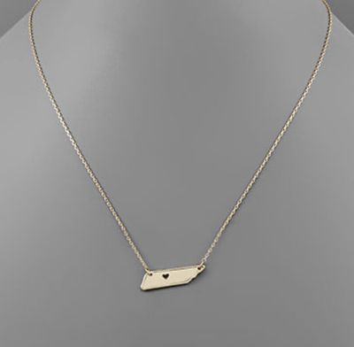The Tennessee Love State Map Necklace