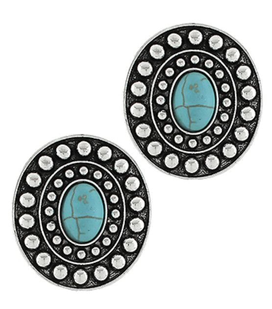 The Langley Western Oval Turquoise Earrings