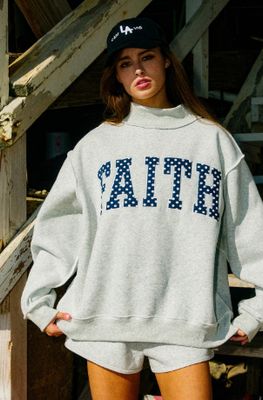 The Faith Polka-Dot Mock Neck Sweatshirt