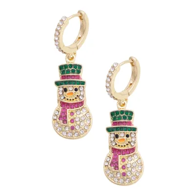 Frosted Snowman Huggie Hoop Earrings Frosted Snowman Huggie Hoop Earrings