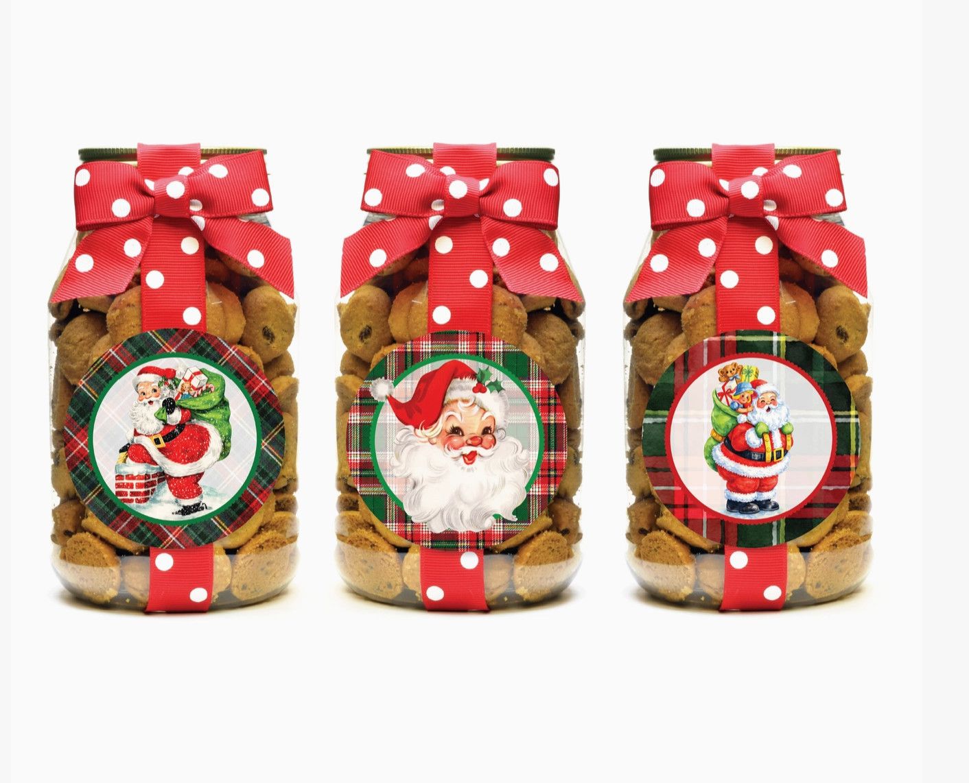 Santa Tartan Chocolate Chip Cookies 10oz Jar