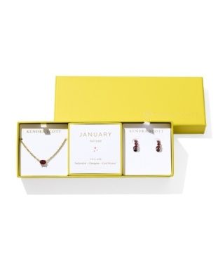 The Cailin Birthstone Gift Set in Gold Red Crystal