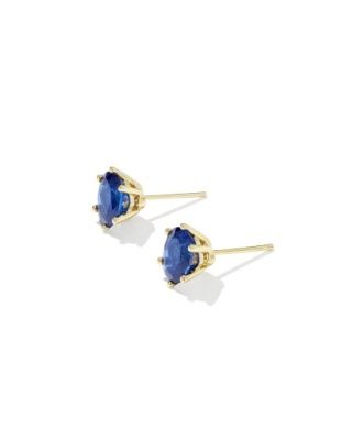 The Cailin Crystal Stud Earrings in Gold Blue Violet