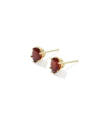 The Cailin Crystal Stud Earrings in Gold Burgandy Crystal