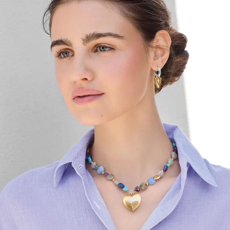 One Heart Multi Heat Bead Necklace