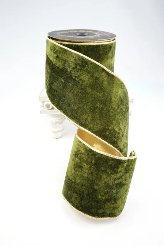 JM Velvet Green Dupion Ribbon 10 yd