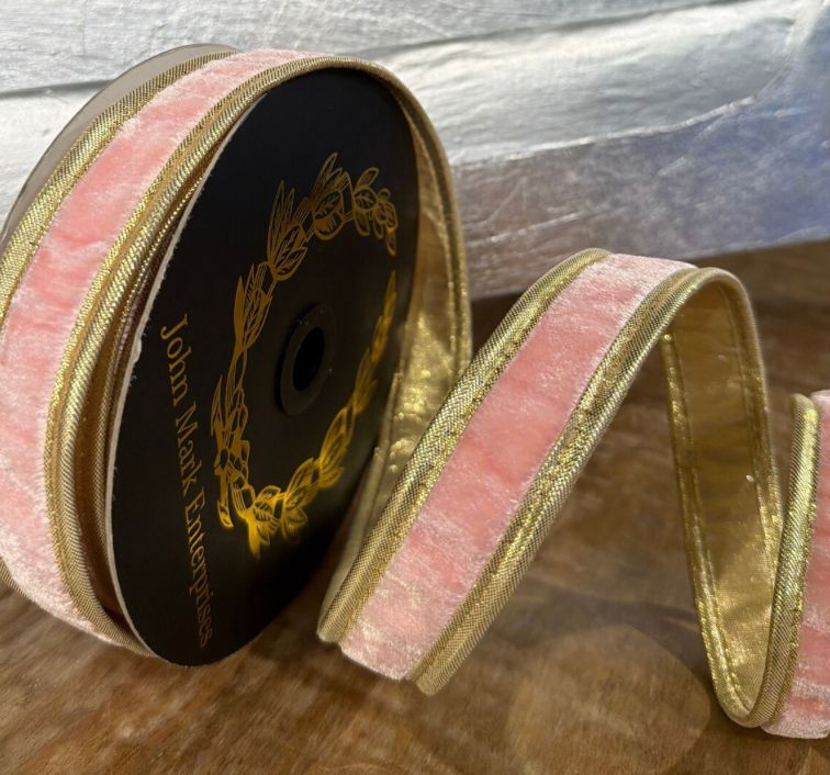 JM Pink Velvet Dupion Ribbon 10yd