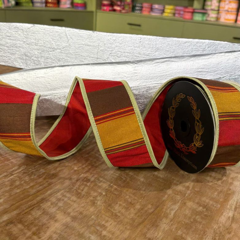 JM Striped Autumn Rust Ribbon