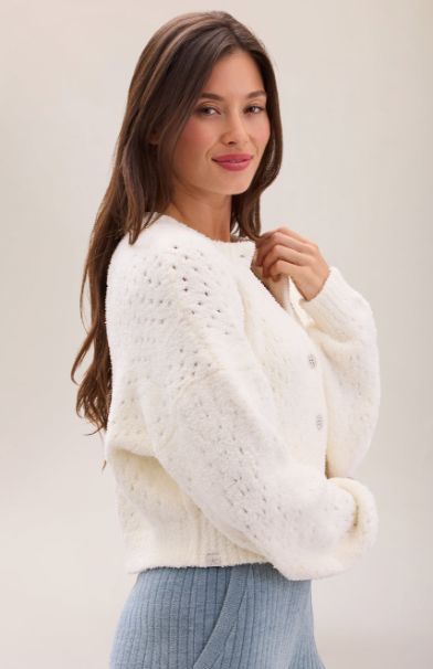 Barefoot Dreams CozyChic® Pointelle Cropped Cardigan