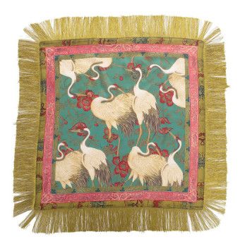 Crane Print Fringe Scarf