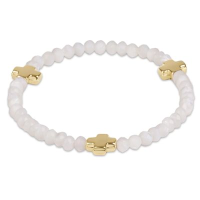 Enewton Signature Cross Gold 4mm Gemstone  Bracelet Mother of Pearl