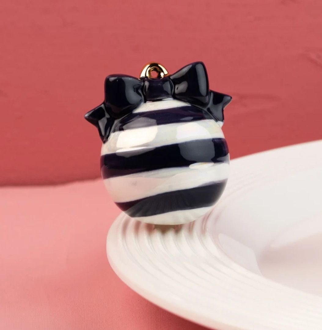 Nora Fleming© Mini Attachment | Deck the Halls Blue Stripe Ornament