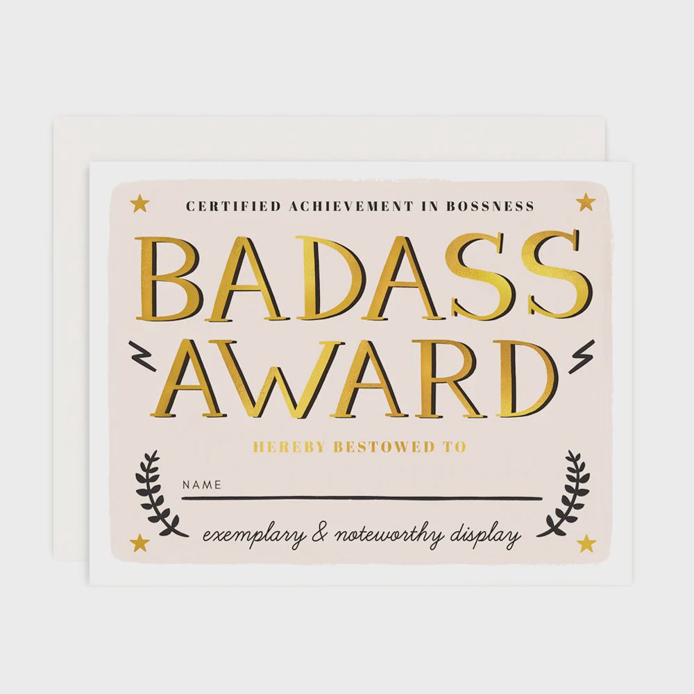 Badass Award Greeting Card - Gold Foil