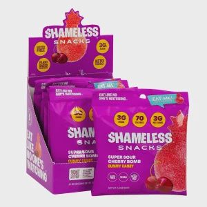 Shameless Snacks Super Sour Cherry Bomb Gummy Candy