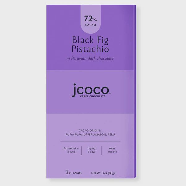 Jcoco Black Fig Pistachio 72%, 3oz