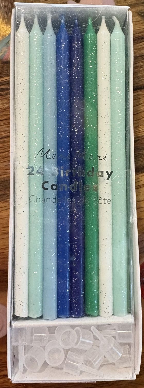Blue &amp; Green Glitter Candles