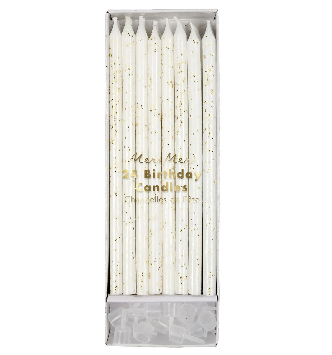 Meri Meri Gold Glitter Candles (24 Pack)