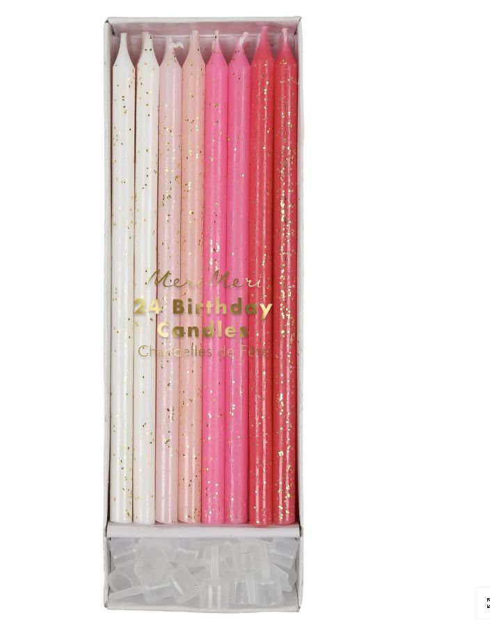 Meri Meri Pink Glitter Candles