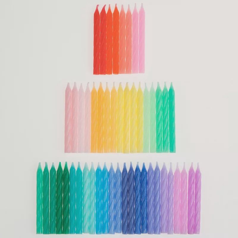 Meri Meri Rainbow Twisted Mini Candles (50 ct)