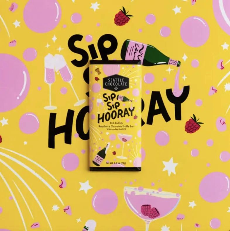 Seattle Chocolate Sip Sip Hooray Pink Bubbly Truffle Bar