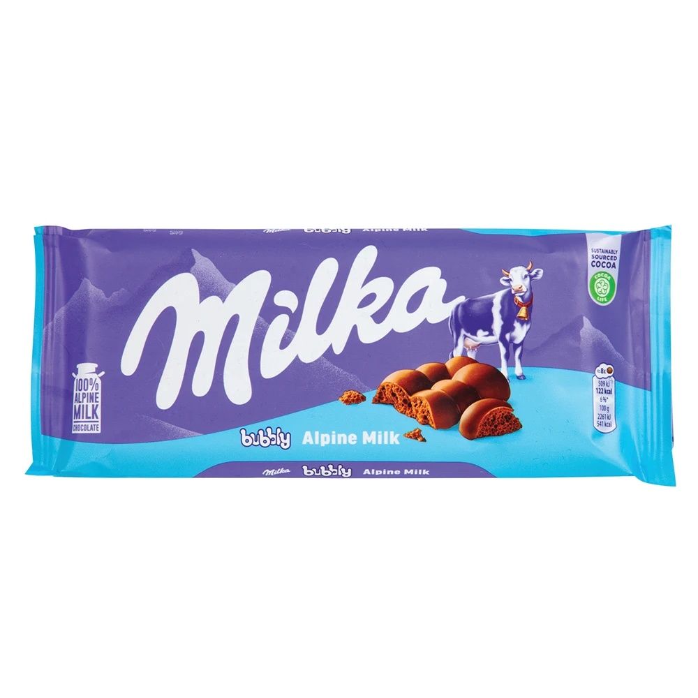 Milka Bubbly Alpine Milk Chocolate Bar