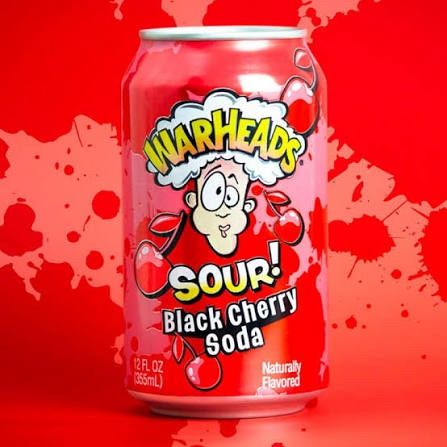Warheads Sour Black Cherry Soda - 12 oz