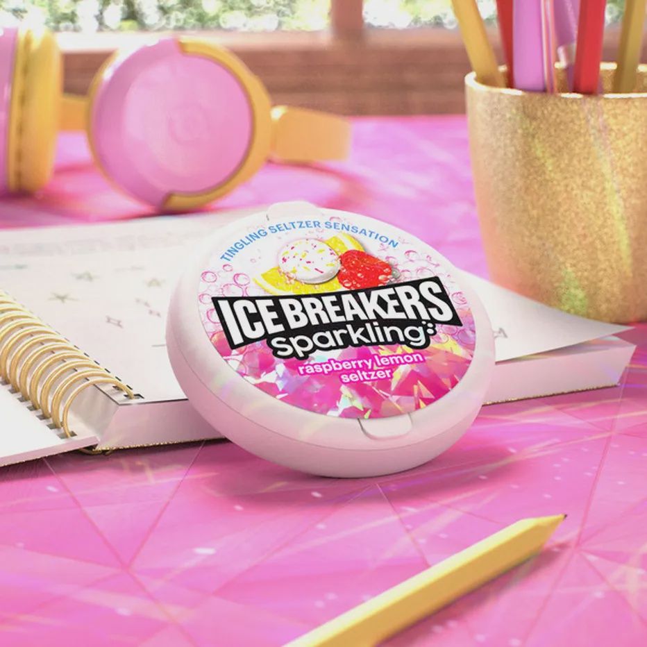 Ice Breakers Sparking Mints Raspberry Lemon Seltzer 1.5 oz- Sugar Free