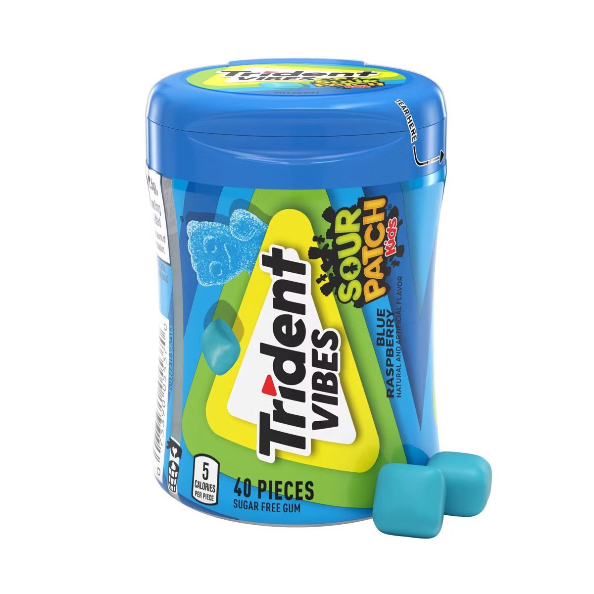 Trident Vibes Sour Patch Kids Chewing Gum, Blue Raspberry, 40.0 ea