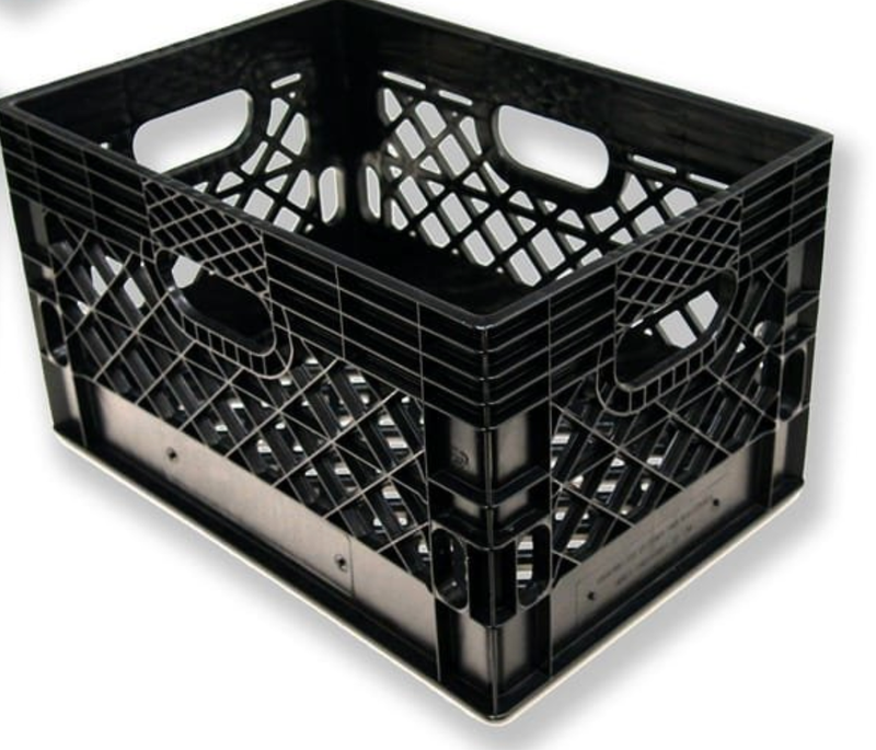 Milk Crate, Rectangular, Black