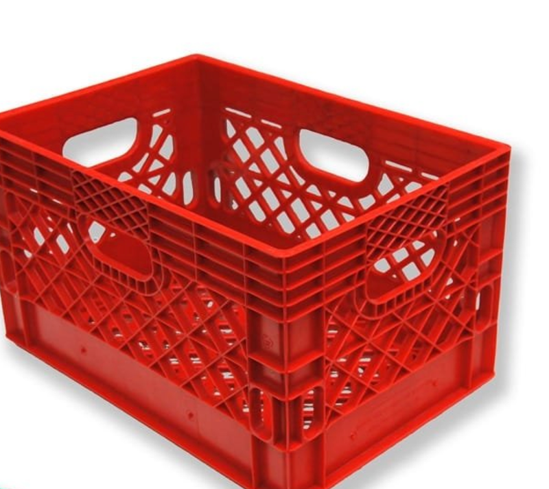 Milk Crate, Rectangular, Red