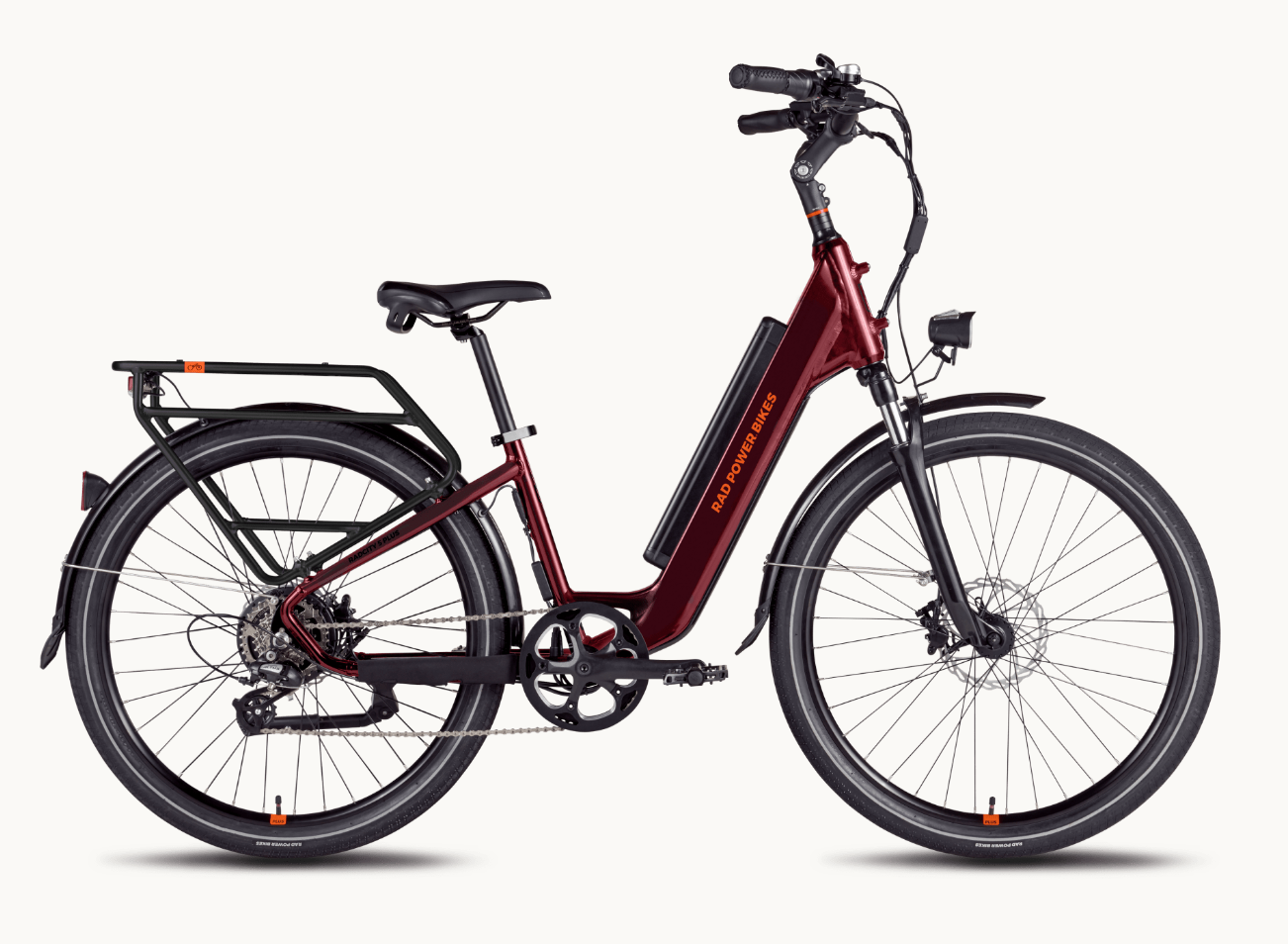 Rad Power RadCity 5 Plus Electric Commuter Bike Step Thru Burgundy Red