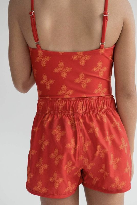 Kid’S Boardie Watershorts in Red Breadfruit Bandana