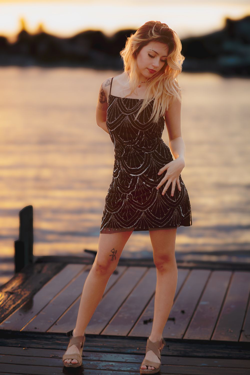 Beaded Mermaid Sequin Short Slip Dress