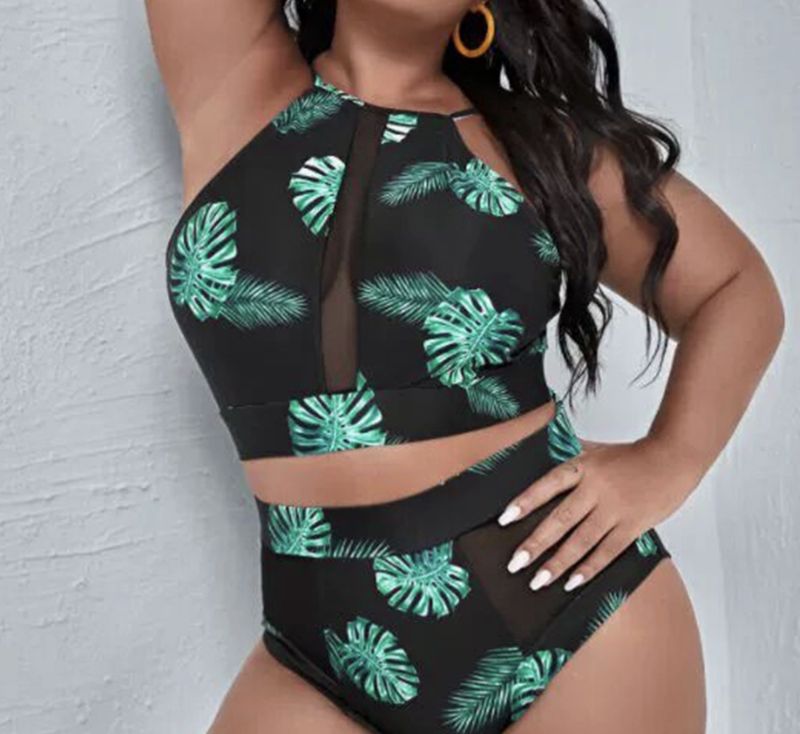 Tropical Glow High Neck Bikini Top
