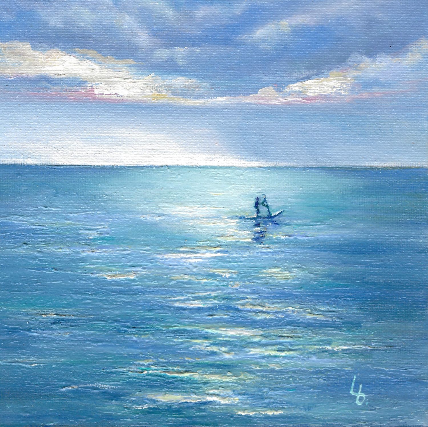 Ocean Paddle Original 6x6 Oil on Canvas